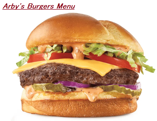 Arby's Burgers Menu With Prices